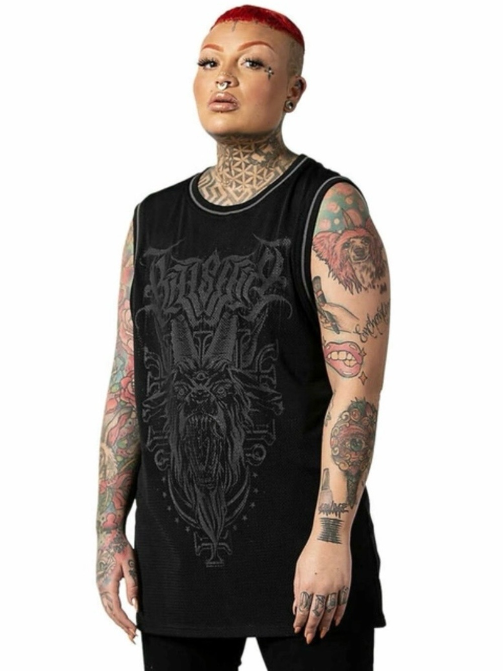 KILLSTAR Black Mesh Graphic Tank Top Size XXL Goth Streetwear Grunge